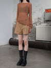 INTO THE EAST 25 Autumn/Winter Grainy Layered Short Casual Pants ITE-E1DGSS027CM20PT-TUO Camel